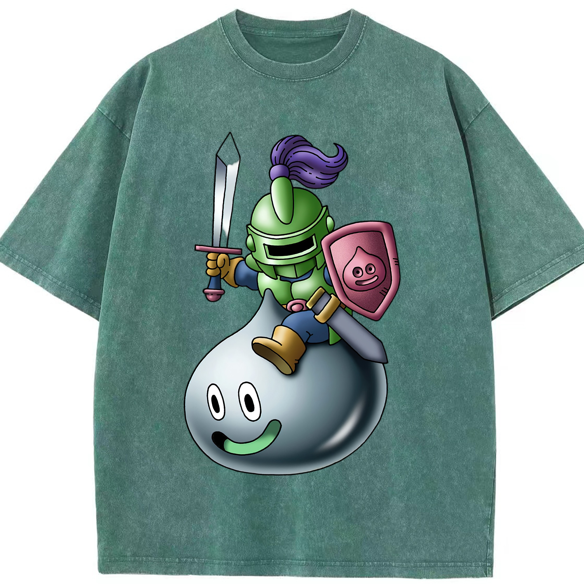 （画像用） ドラゴンクエスト Doragon Kuesuto Dragon Quest 綿100% ヴィンテージ風 半袖Tシャツ（フロントプリント）